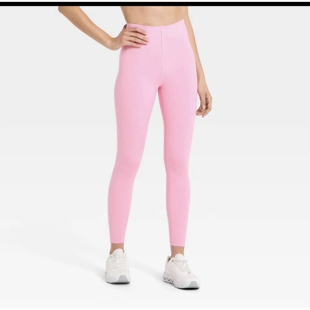 All in Motion Super Flex Pink Ankle Leggings Women's L High Rise Stretch Logob5